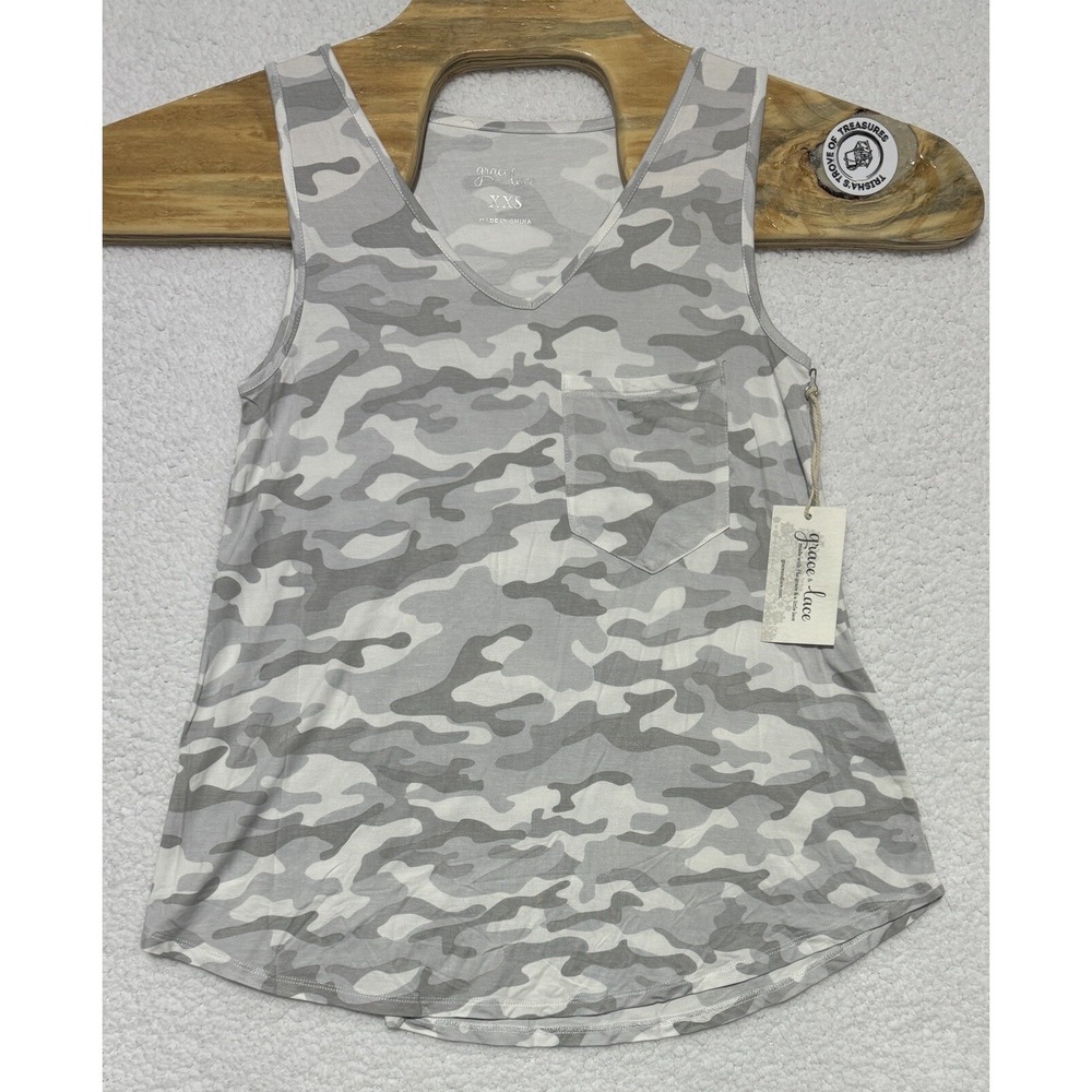 NEW Grace & Lace Light Camo Tank Top Womens XXS Soft Stretch